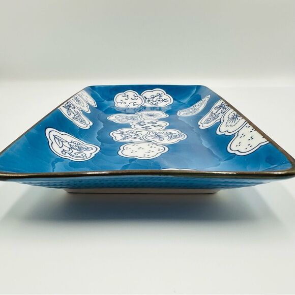 Chinese Floral Blue & White Porcelain Hand Painted Sushi Plates 4 Large 3 Small - Picture 6 of 16